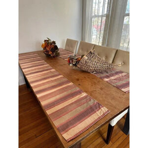 78” Neutral Striped Curtain / Table runners